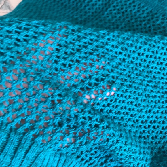 🌸BOGO FREE🌸AEO teal open weave sweater NWOT in XL - Picture 6 of 8
